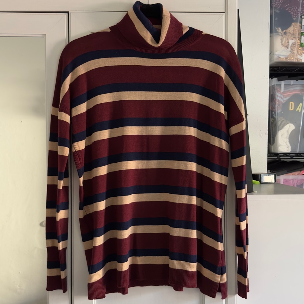 J. Crew 365 Merino Wool Striped Turtleneck Long Sleeve Size XS